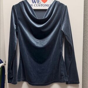 Elegant Blue Velvet Women's Sweater